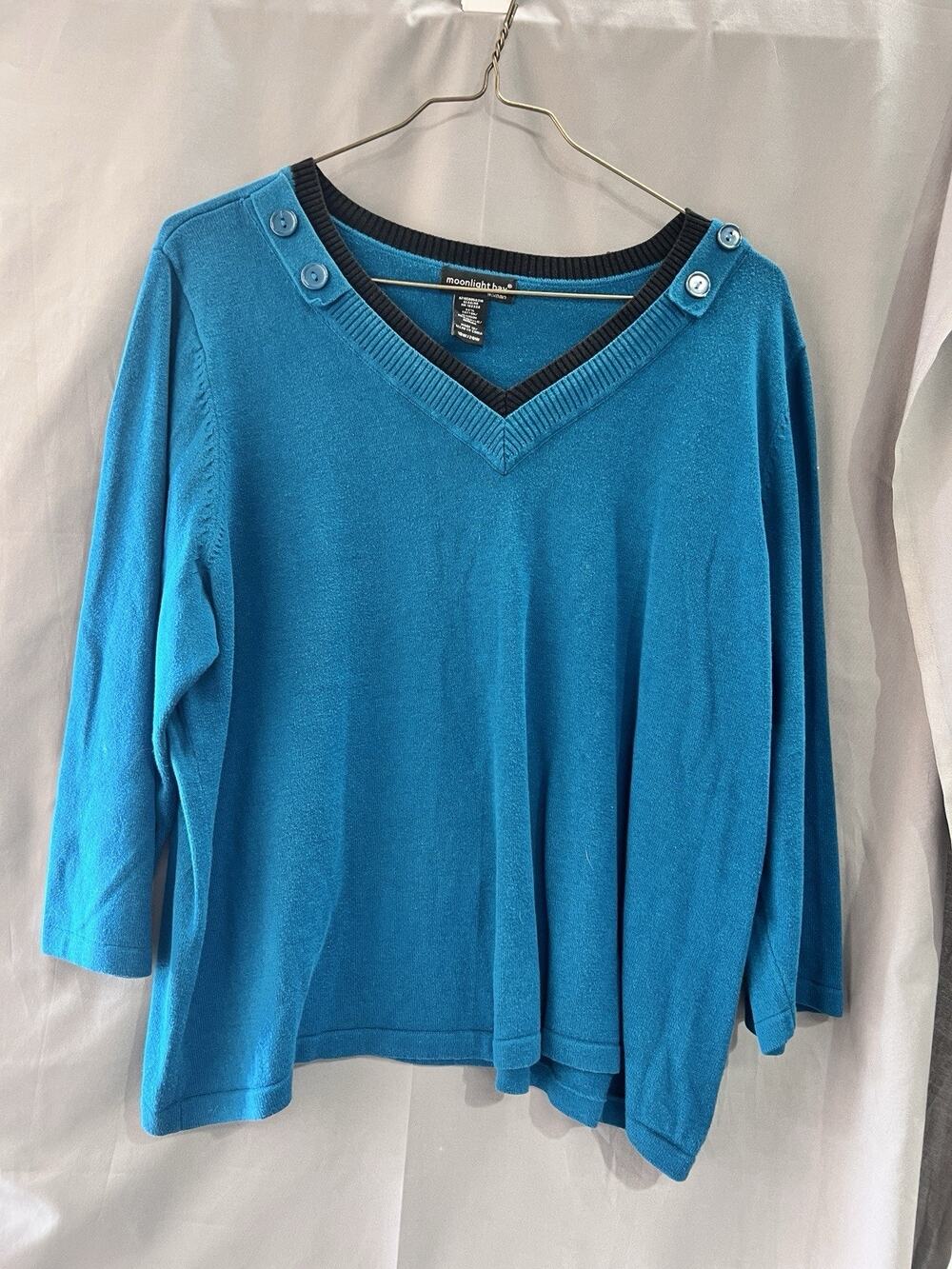 teal blue v-neck sweater from the brand Moonlight Bay Size 18/20 TG2122 Retro